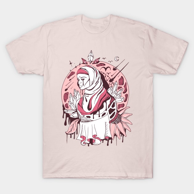 Pink and White Goddess of The Hijab T-Shirt by kenallouis